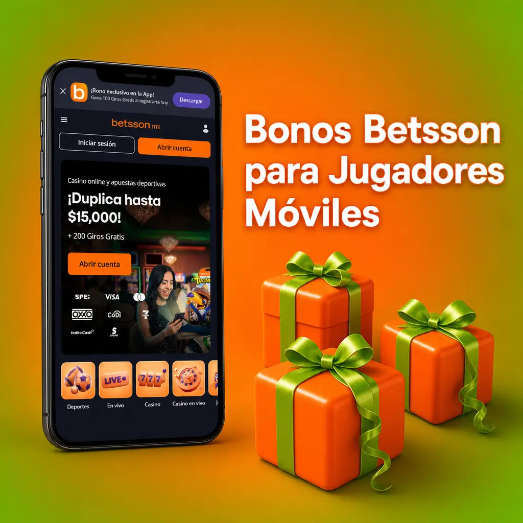 Bono de bienvenida Betsson México: 100% hasta MXN 15,000 en casino con giros gratis y apuesta gratis en deportes.