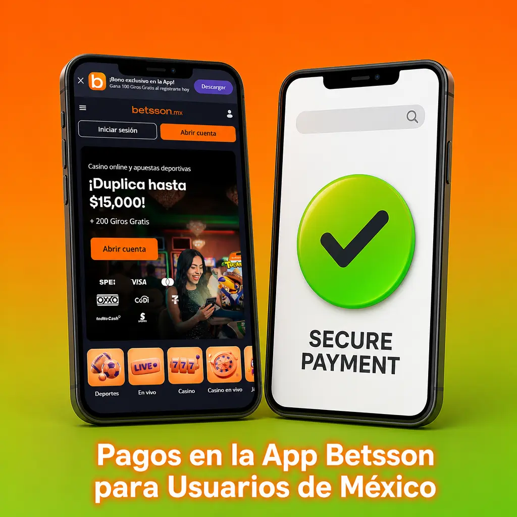 Métodos de pago en la app Betsson México: SPEI, Visa, Mastercard, OXXO, CoDi, 7-Eleven, Todito Cash y Paynet